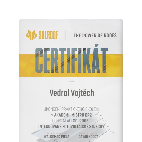 Certifikát SOLROOF BP2 2024